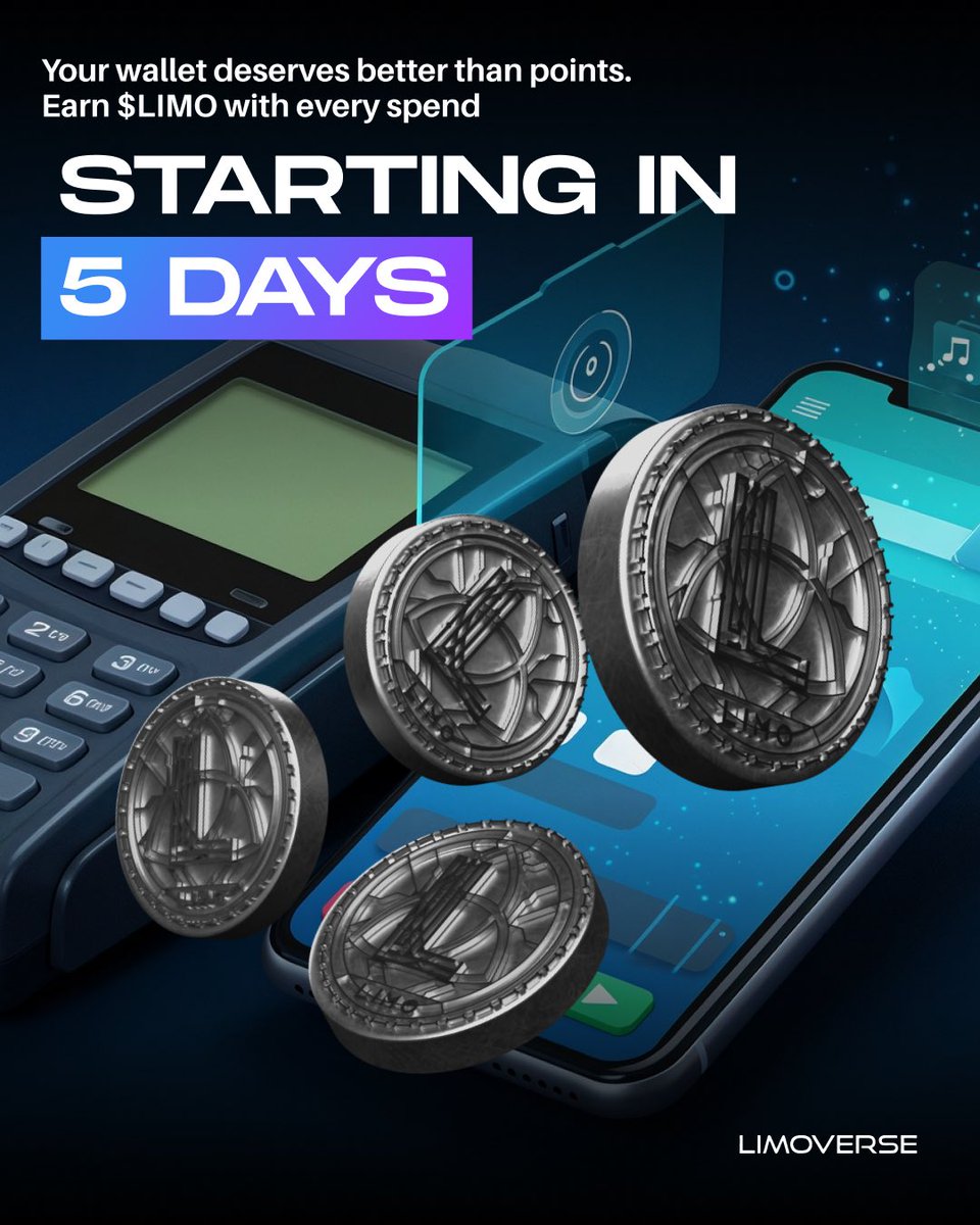 limoverseglobal's tweet photo. Why settle for points or coupons when you can earn real crypto on your everyday spends? 👀

In just 5 days, every purchase you make will start earning you $LIMO, credited straight to your wallet!

Real rewards. Real ownership. Real you. https://t.co/lDGhozuYJj