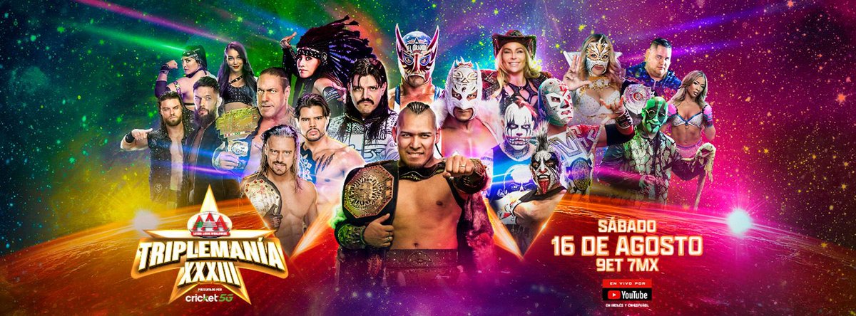 Marisela Peña (@mpenaaaa) on Twitter photo ¡HOY es el GRAN DÍA! ¡El día del Evento de Eventos!
#Triplemania XXXIII desde la Ciudad de México 🇲🇽
Sigan la transmisión EN VIVO desde las 7 pm por:
👉 <a href="/YouTube/">YouTube</a> de <a href="/luchalibreaaa/">Lucha Libre AAA Worldwide</a> <a href="/WWE/">WWE</a> y <a href="/WWE/">WWE</a>
👉 <a href="/canalspace/">Canal Space</a> y <a href="/StreamMaxLA/">HBO Max Latinoamérica</a>
Diferido por <a href="/AztecaDeportes/">TV Azteca Deportes</a> ¡HOY es el GRAN DÍA! ¡El día del Evento de Eventos!
#Triplemania XXXIII desde la Ciudad de México 🇲🇽
Sigan la transmisión EN VIVO desde las 7 pm por:
👉 <a href="/YouTube/">YouTube</a> de <a href="/luchalibreaaa/">Lucha Libre AAA Worldwide</a> <a href="/WWE/">WWE</a> y <a href="/WWE/">WWE</a>
👉 <a href="/canalspace/">Canal Space</a> y <a href="/StreamMaxLA/">HBO Max Latinoamérica</a>
Diferido por <a href="/AztecaDeportes/">TV Azteca Deportes</a>