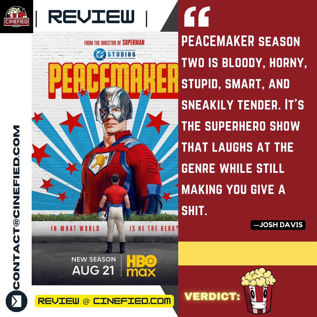 READ Our [Season 2] Series Review @ Cinefied.com: cinefied.com/peacemaker2ser…

[ #Peacemaker <a href="/JamesGunn/">James Gunn</a> <a href="/JohnCena/">John Cena</a> <a href="/DCOfficial/">DC</a> <a href="/DCpeacemaker/">Peacemaker on HBO Max</a> <a href="/StreamOnMax/">Actually HBO Max</a> ]