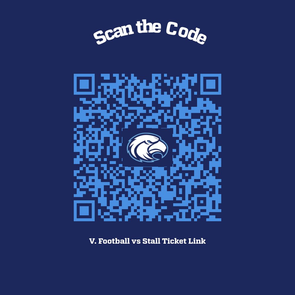 Need tickets for our varsity football game vs Stall? Scan this code to secure your spot in the stands and support our team. See you there!