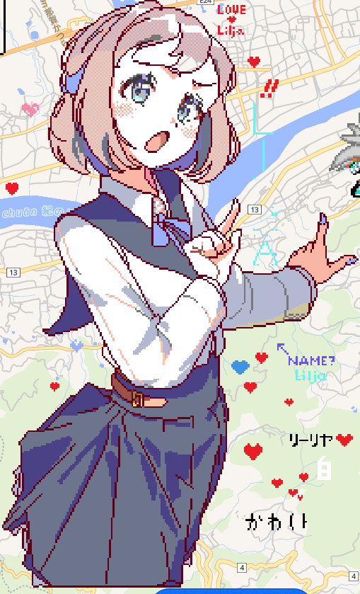 「センパイ！かつらぎ町、ですよ！！」（wplaceでかつらぎ町に葛城リーリヤを描くなどしました）