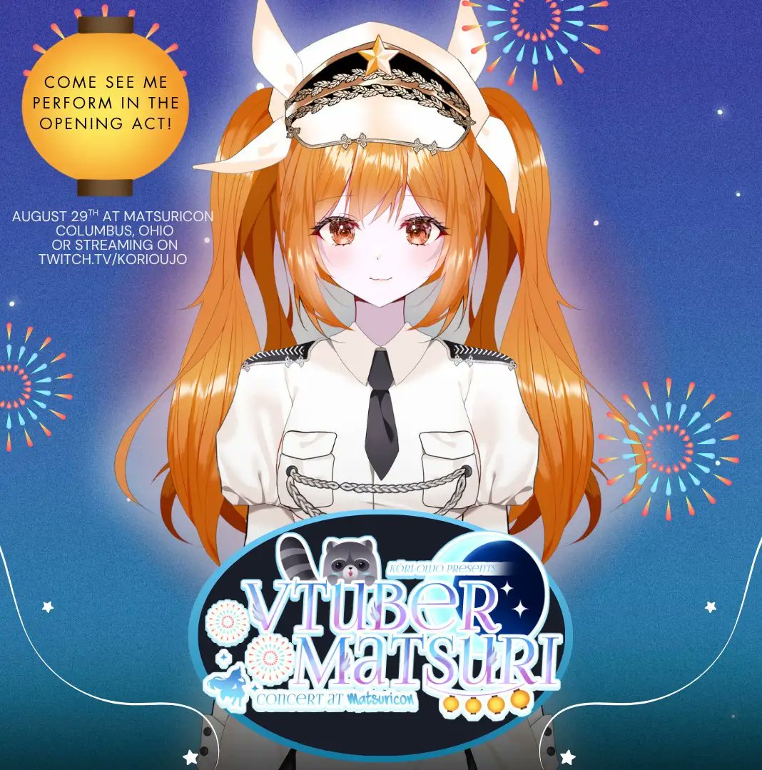 Reminder!!!! A Vtuber concert for the summer? Yes please!!! Check out <a href="/korioujo/">Kōri-Oujo🍧🦝| 🔜ANYC</a> at Matsuricon either at the convention or on Twitch August 29th! I will be singing in the opening act with so many talented Vtubers.😊