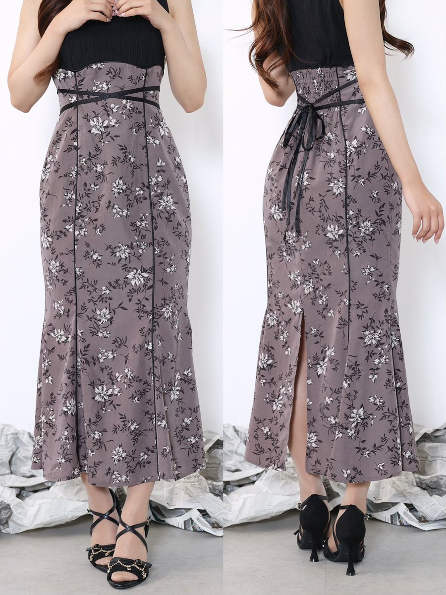 ／
 脚の長さ+7cm…?! 🌼*･
＼

“脚長効果抜群”の理由は…
︎︎︎︎☑︎ 縦のパイピングライン×マーメイドシルエット
☑︎バスト下切り替え＆後ろ姿のダブルリボンで腰位置UP
s.runway-ch.jp/ea25814op