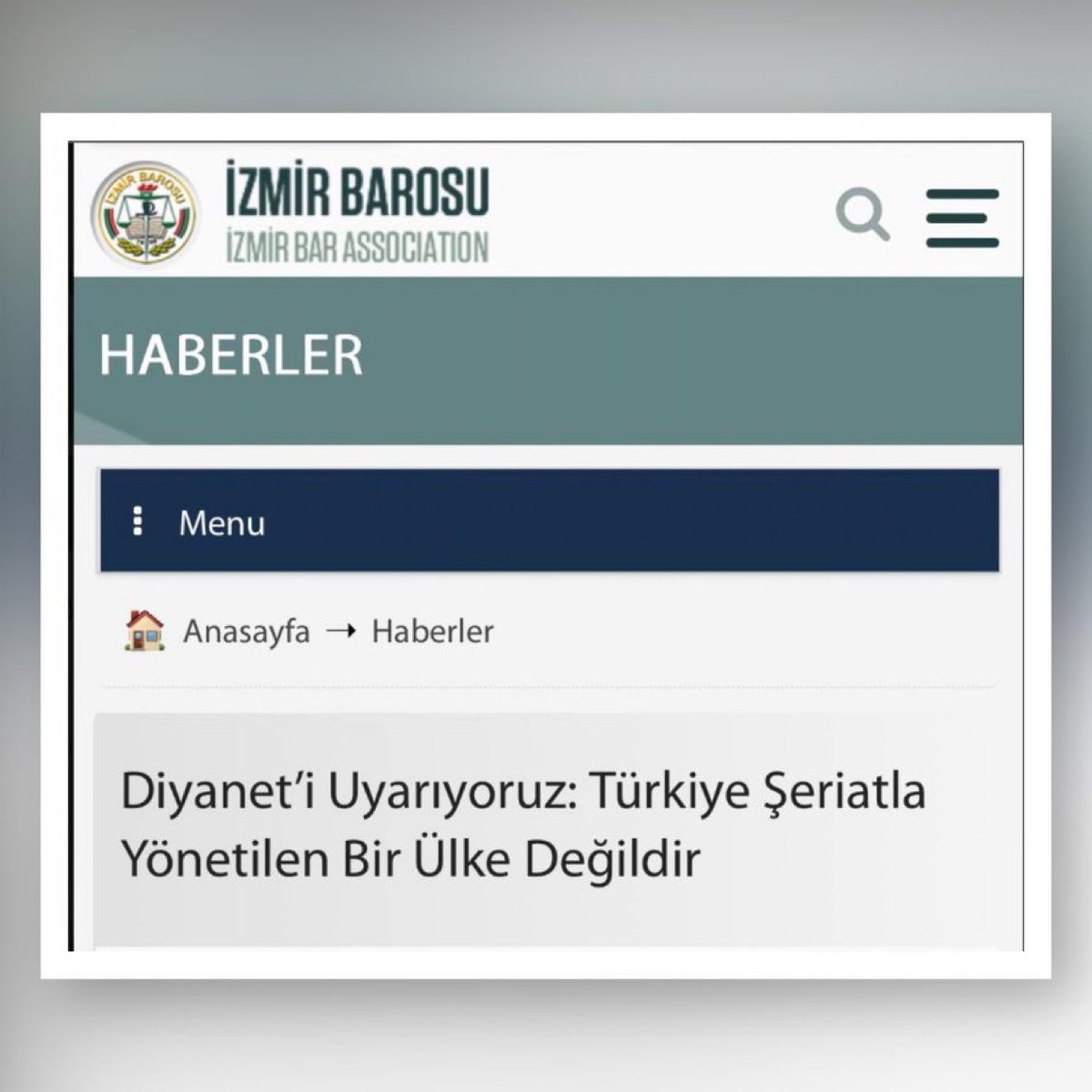 İzmir Barosu:

“Diyanet’i uyarıyoruz: Türkiye, şeriatla yönetilen bir ülke değildir.”