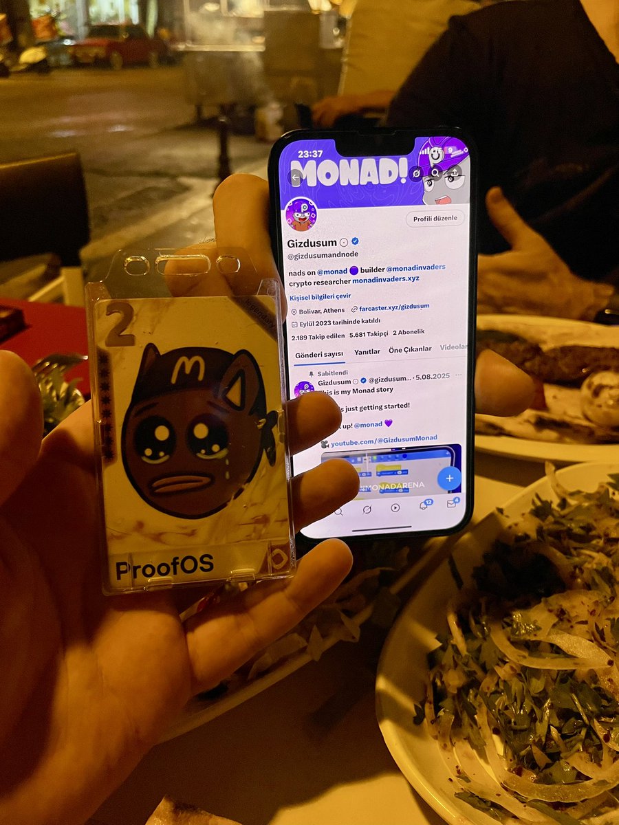 ProofOS Baboli (@proofosnad) on Twitter photo I had such an amazing 2 days thanks to <a href="/gizdusumandnode/">Gizdusum ⨀</a> 💜
In Web3 it’s rare to meet people who are truly genuine and honest, and Gizdusum from Monad CT is exactly that. Super glad I met him. He showed me around Adana, made sure I had the legendary kebab, and took me to the best I had such an amazing 2 days thanks to <a href="/gizdusumandnode/">Gizdusum ⨀</a> 💜
In Web3 it’s rare to meet people who are truly genuine and honest, and Gizdusum from Monad CT is exactly that. Super glad I met him. He showed me around Adana, made sure I had the legendary kebab, and took me to the best