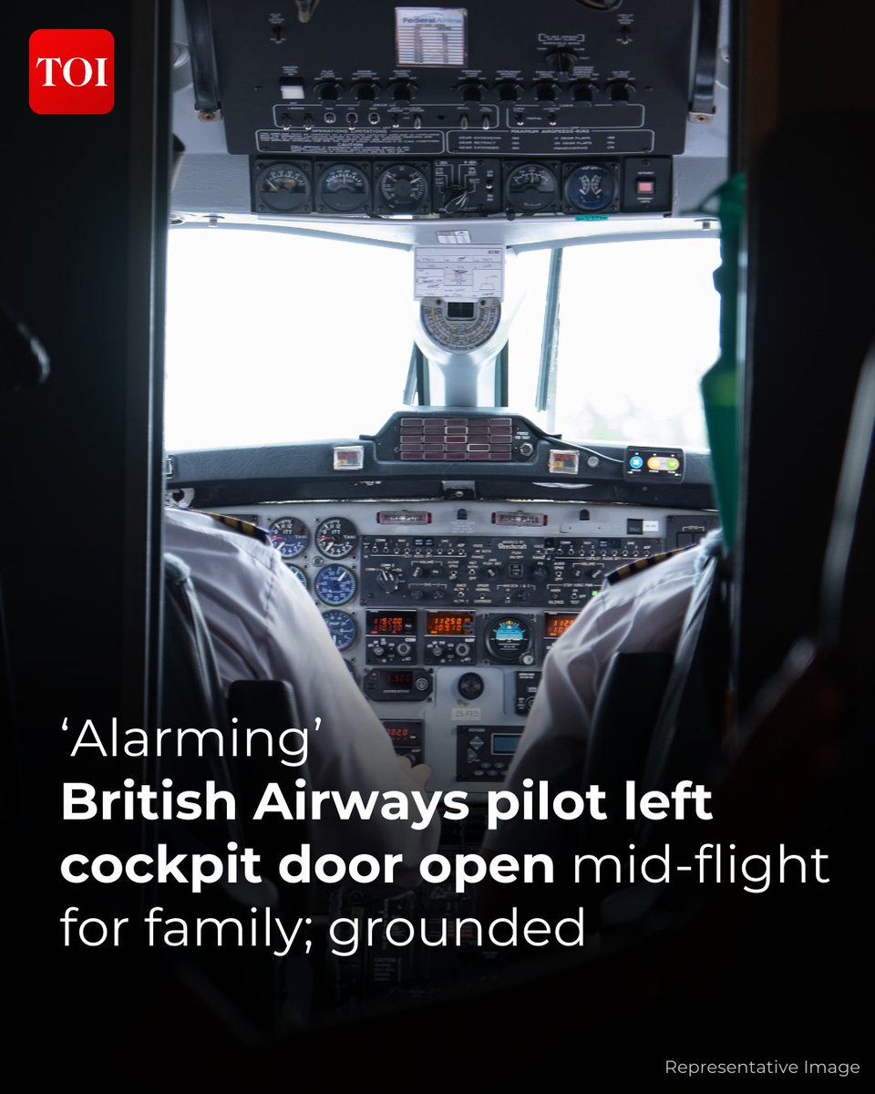timesofindia's tweet photo. A #BritishAirways pilot was reportedly suspended after he left the #aircraft’s #cockpit door open while operating a #Heathrow (LHR) to #NewYork, #JohnF.Kennedy (JFK) flight, reportedly

The pilot allegedly wanted his family, who were travelling as passengers, to watch him at the controls.

Details here 🔗 https://t.co/dKfkamc1sZ