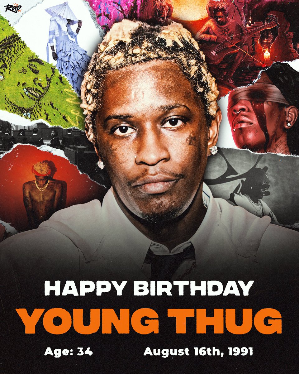 Rap's tweet photo. Happy Birthday to Young Thug‼️🎉
He turns 34 years old today🔥

What's your favorite song from Thug⁉️🕷️ https://t.co/e7KiQ2JRda