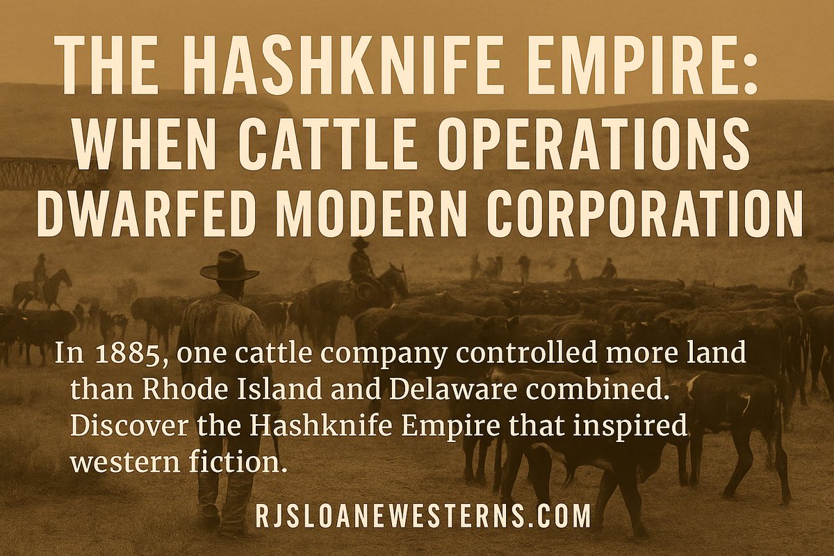 RJSloaneWest's tweet photo. A million acres. Fifty thousand cattle.
The Hashknife outfit dwarfed modern ranches—and corruption ran just as deep.
In The Rustler Hunter, J.J. Westin faces the impossible: policing an empire.
https://t.co/aBLwN4Ezo4
#WesternFiction #HistoricalReads #RustlerHunter #RJSloane https://t.co/RCiyuRPzfP