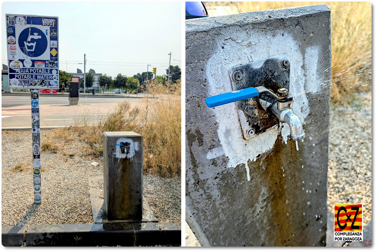 El agua es un recurso escaso. Cada gota que se pierde muestra una ineficiencia en su gestión.
En el área de auto-caravanas, lindante a los campos de la federación aragonesa de futbol, el agua lleva semanas en fuga.