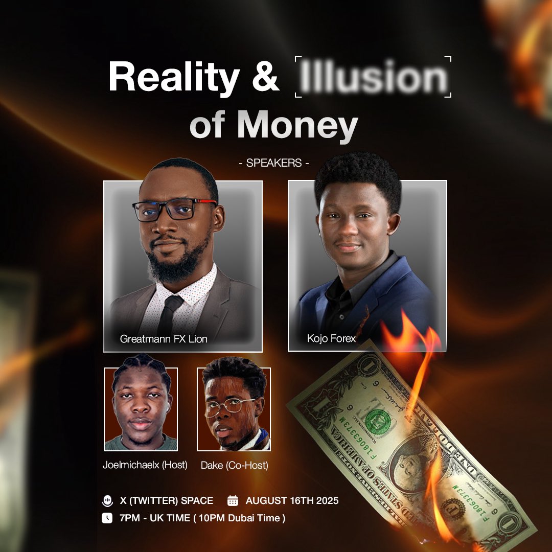 Joel Michael (@joelmichaelx) on Twitter photo It’s not just about money, but keeping it, investing it. Diversification is something not all traders are good at, but you can learn a lot about money from one of the speakers tonight <a href="/KojoForex/">KOJO FOREX</a> , so don’t miss it.
Click below
x.com/i/spaces/1Mnxn…
#DoMore It’s not just about money, but keeping it, investing it. Diversification is something not all traders are good at, but you can learn a lot about money from one of the speakers tonight <a href="/KojoForex/">KOJO FOREX</a> , so don’t miss it.
Click below
x.com/i/spaces/1Mnxn…
#DoMore