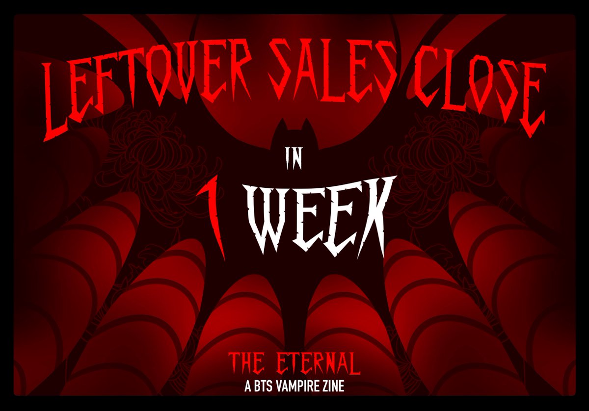 Vampires are eternal but unfortunately, our sales are not 😞

Leftover sales close in 1 week!

btsvampirezine.bigcartel.com
