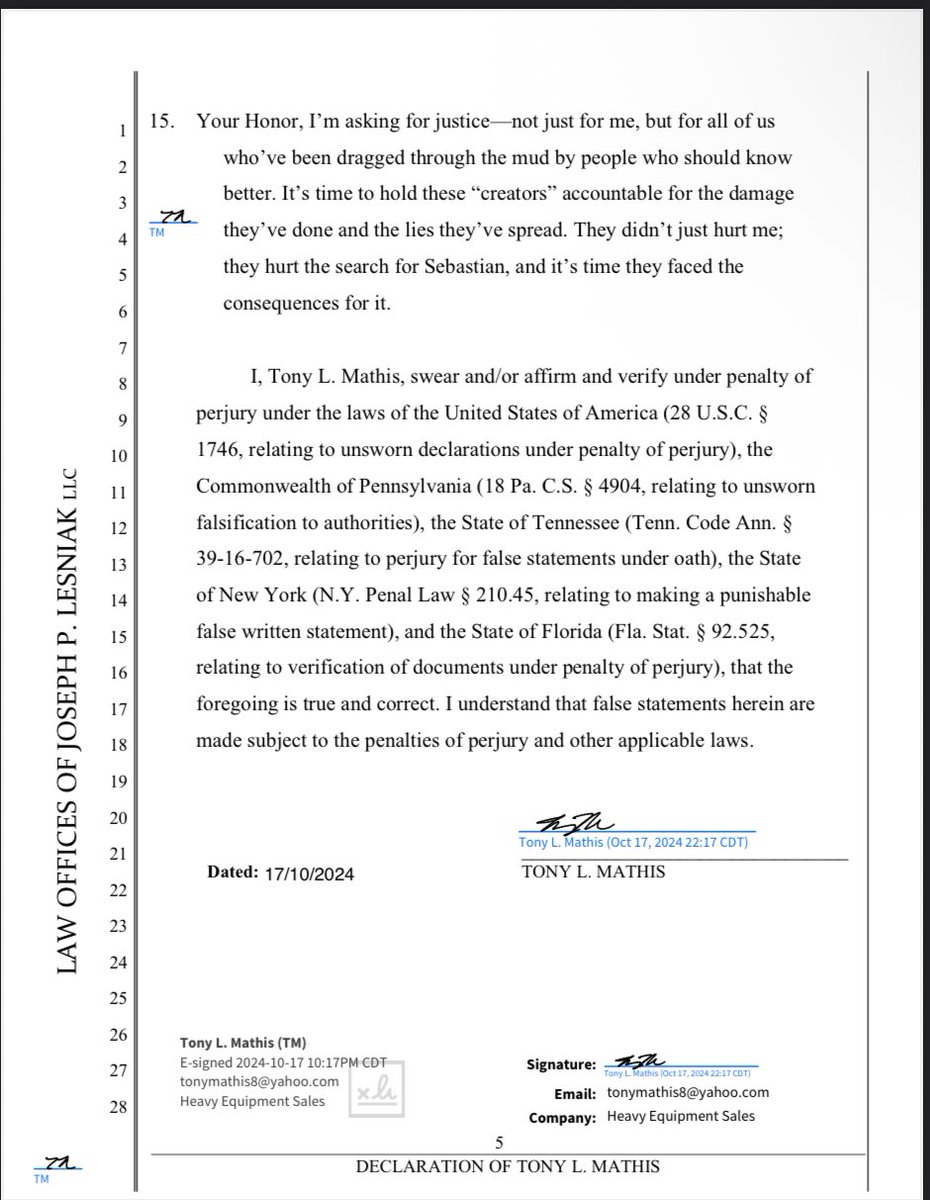 Tony Mathis declaration