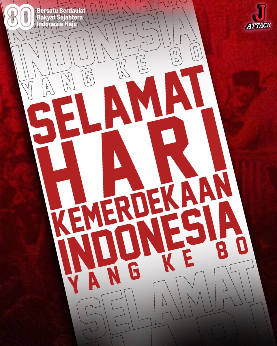 JAttack_'s tweet image. Delapan dekade merdeka.
Semangat para pejuang jadi nyala kita untuk terus berkarya, berinovasi, dan menjaga kebhinekaan.
❤️🤍 Dirgahayu RI ke-80!
#indonesia80