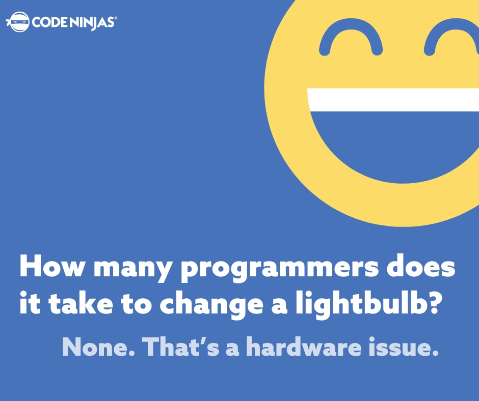 CodeNinjasBurl's tweet image. It’s Tell a Joke Day! Here are a few of our favourite coder classics.
Got a favourite code joke? Drop it below — we’ll laugh in binary.
#TellAJokeDay #CodeNinjas #CodingHumour
#STEMfun