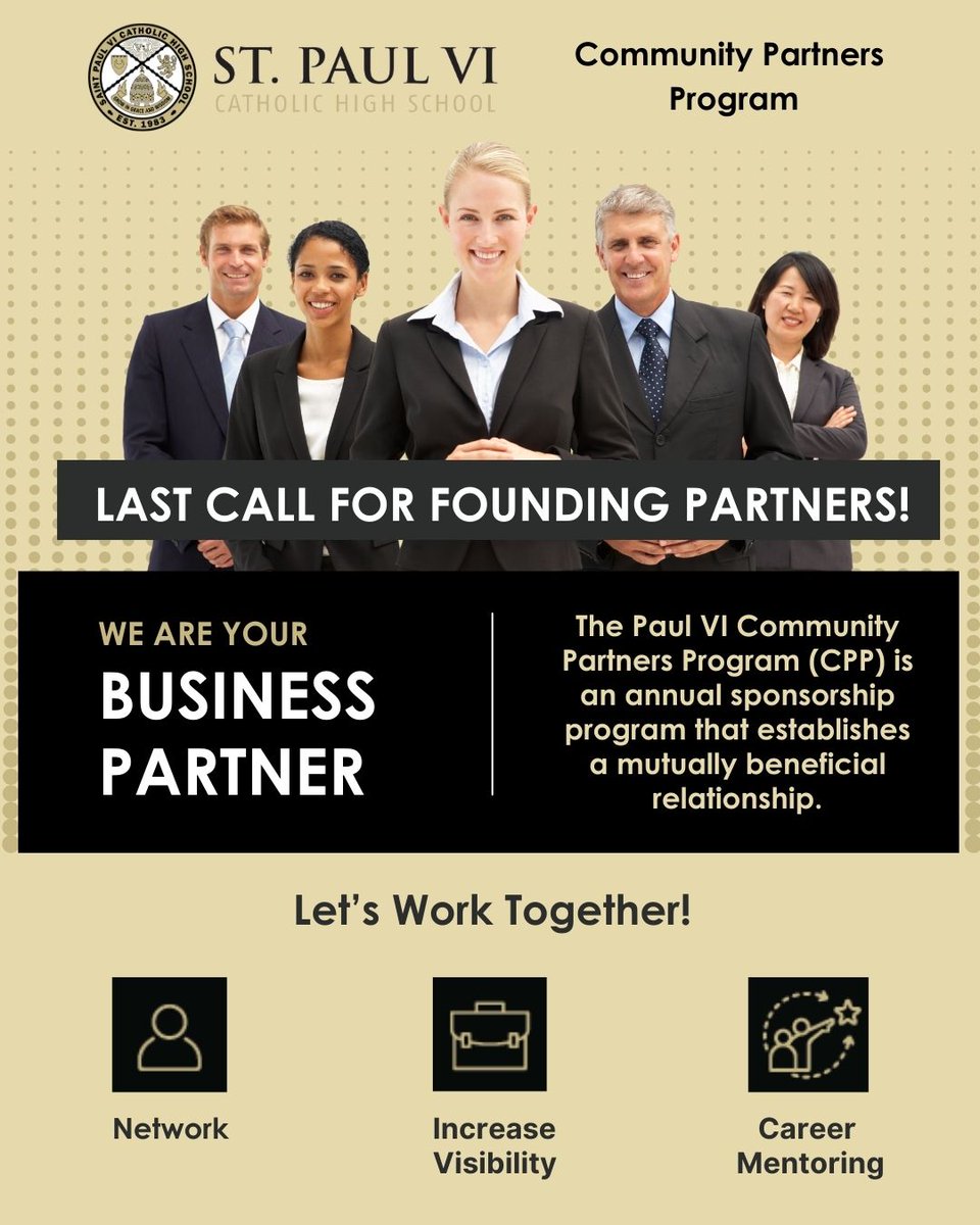 🚨 Last Call for Founding Partners in the PVI Community Partners Program! Business leaders—this is your chance to grow your network, boost your brand recognition, and support amazing PVI students all year long. Deadline is August 22, 2025: paulvi.net/CPP
