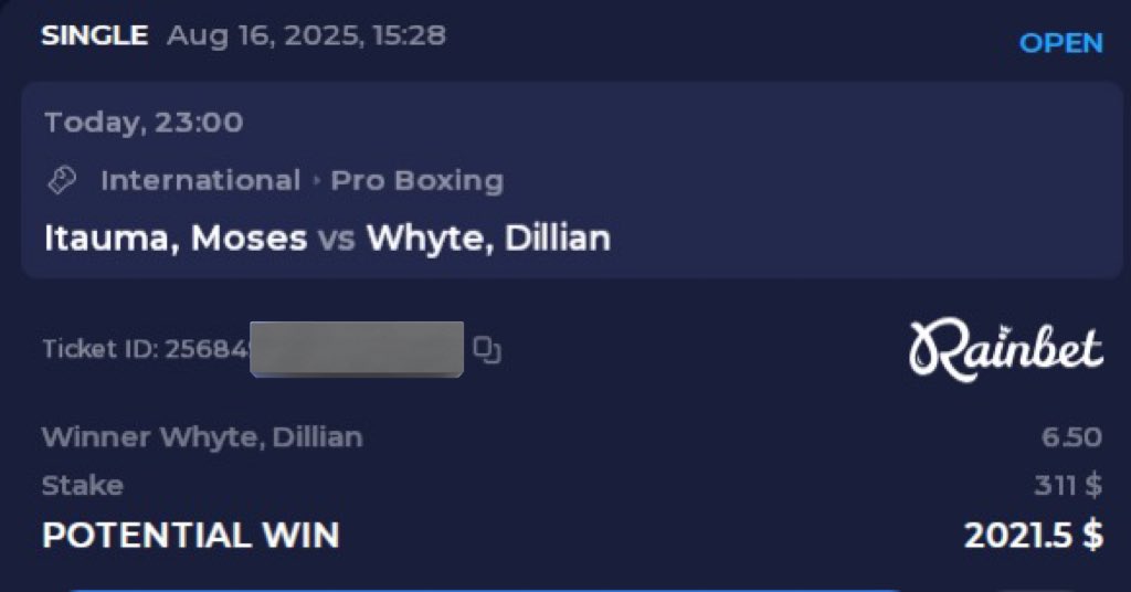 I am betting on Dillan Whyte with hard earned American money 

God help me