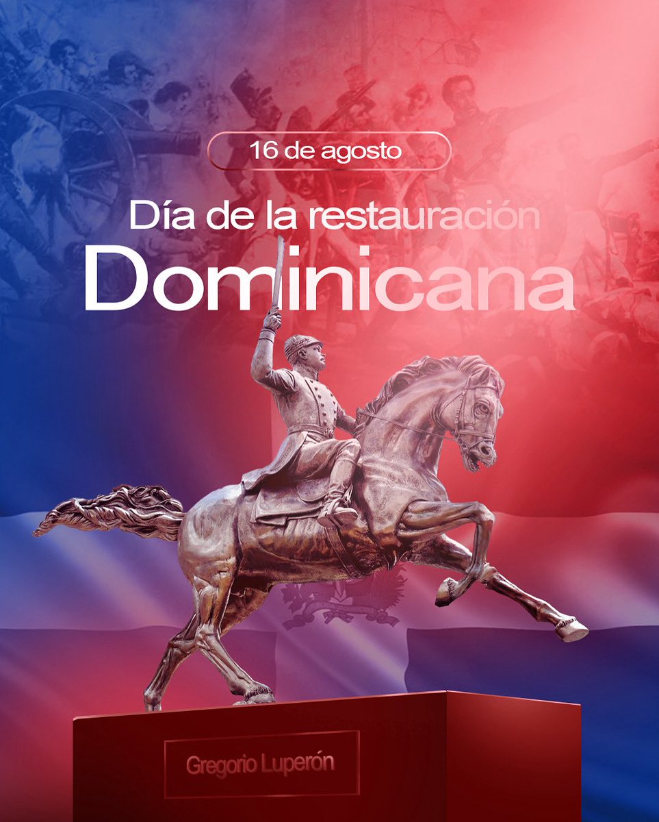 Hoy conmemoramos el 162° aniversario de la Guerra Restauradora, un movimiento popular y patriótico que, a través de la lucha, devolvió nuestra independencia. 

Un homenaje a esos valientes dominicanos que consolidaron nuestra soberanía. 🇩🇴

#RestauracionDominicana #Domicem