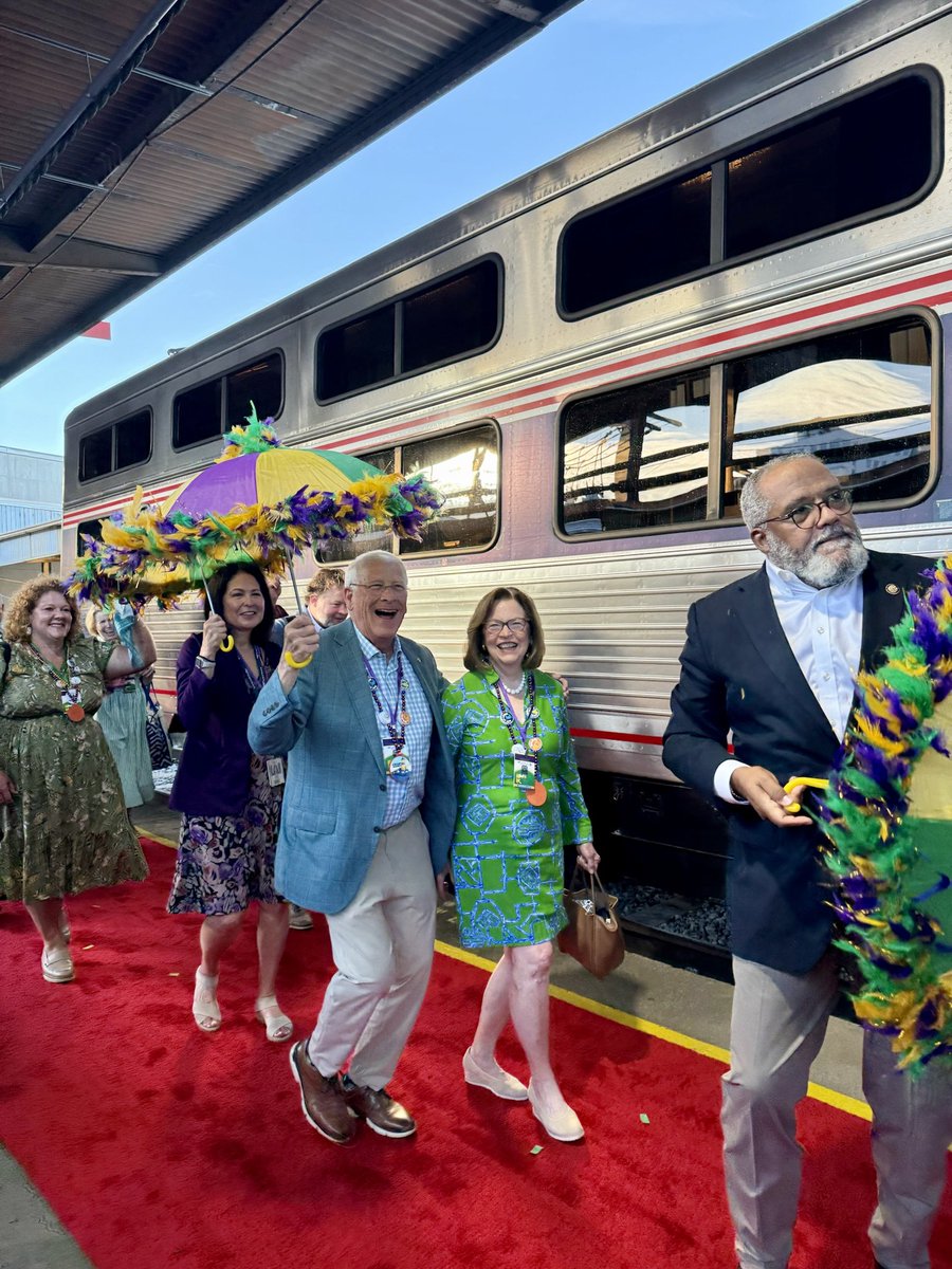 SenatorWicker's tweet photo. The Inaugural @Amtrak Mardi Gras train ride has begun. Next stop, Mississippi! https://t.co/7xHouNWG69
