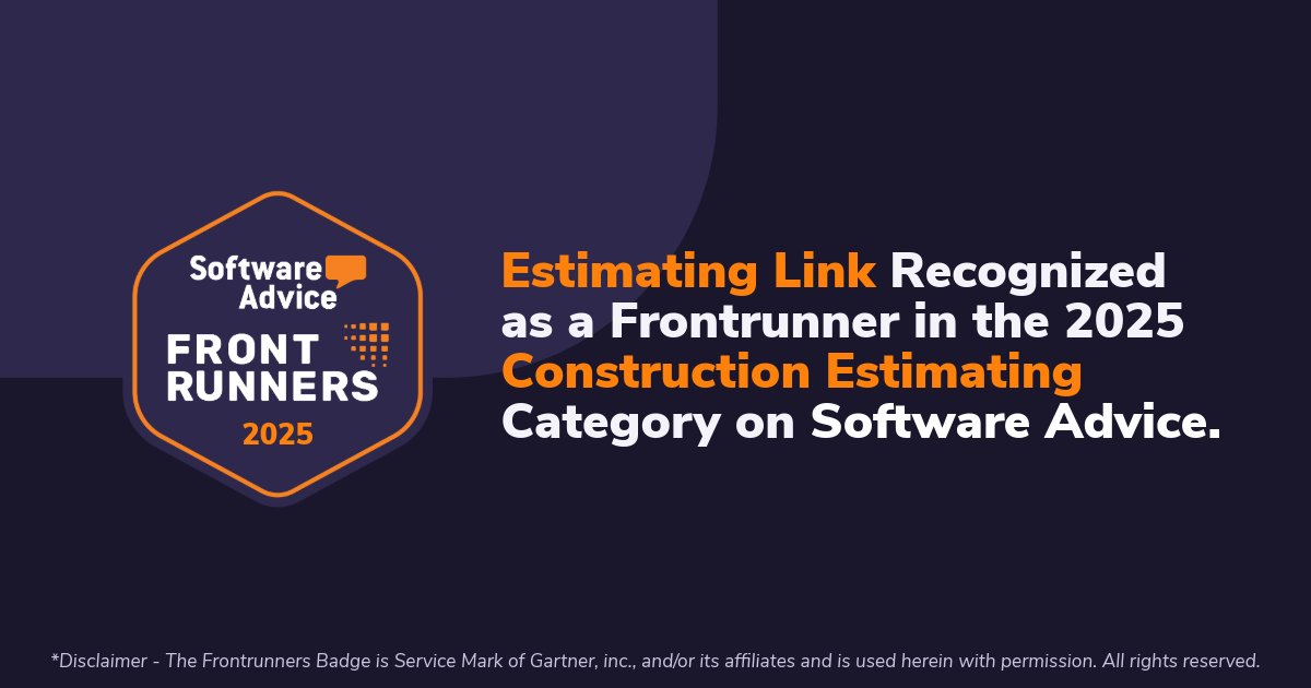 TCLI_Software's tweet image. We’ve been named a 2025 FrontRunner in the Construction Estimating category on Software Advice! 

Thanks for helping make Estimating Link one of the top-rated tools in the industry!

#EstimatingLink #SoftwareAdvice #FrontRunners2025 #BuiltForContractors