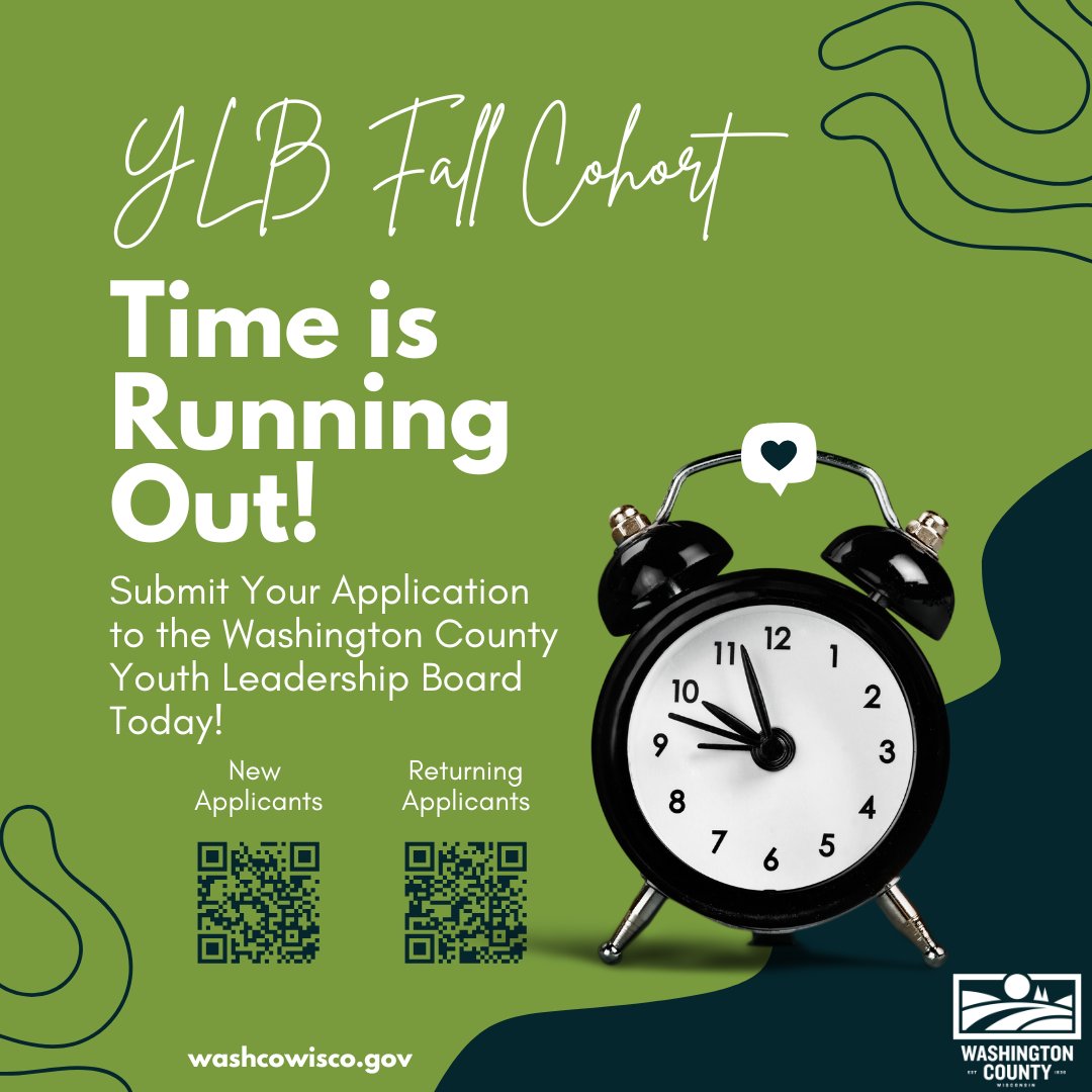 📣 Time is running out to apply for the Washington County Youth Leadership Board!
🌟 Engage with leaders
🌟 Learn about local government
🌟 Build your leadership skills
High school sophomores and juniors—this program is designed for YOU! Don’t miss this opportunity to make a