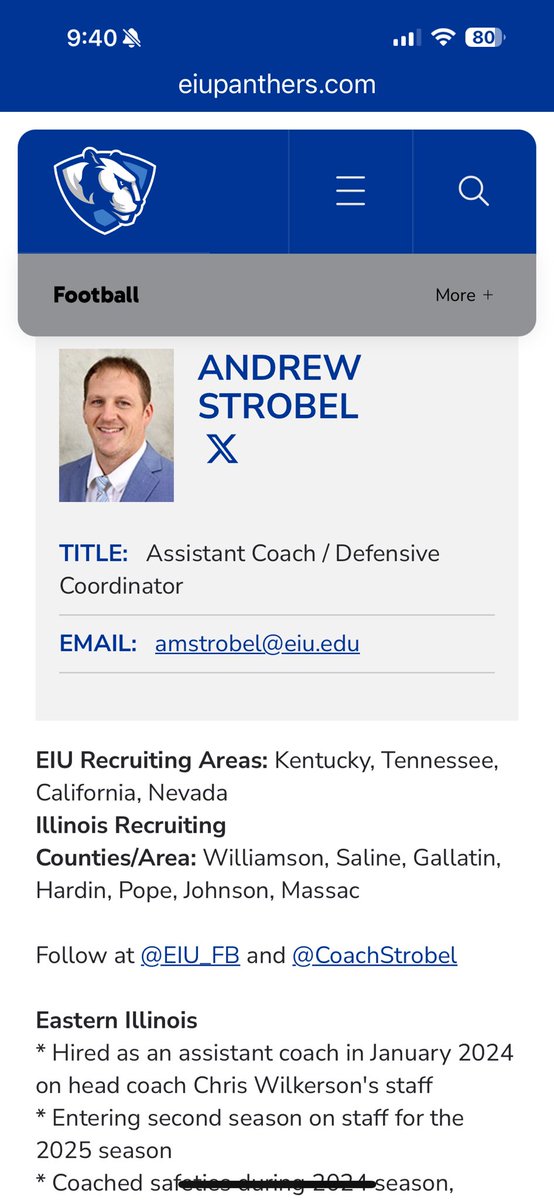 Big fan of the work <a href="/CoachStrobel/">Andrew Strobel</a> does in evaluating players.

<a href="/FB_Coach_Wilk/">Chris Wilkerson</a> <a href="/EIU_FB/">Eastern Illinois Football</a>