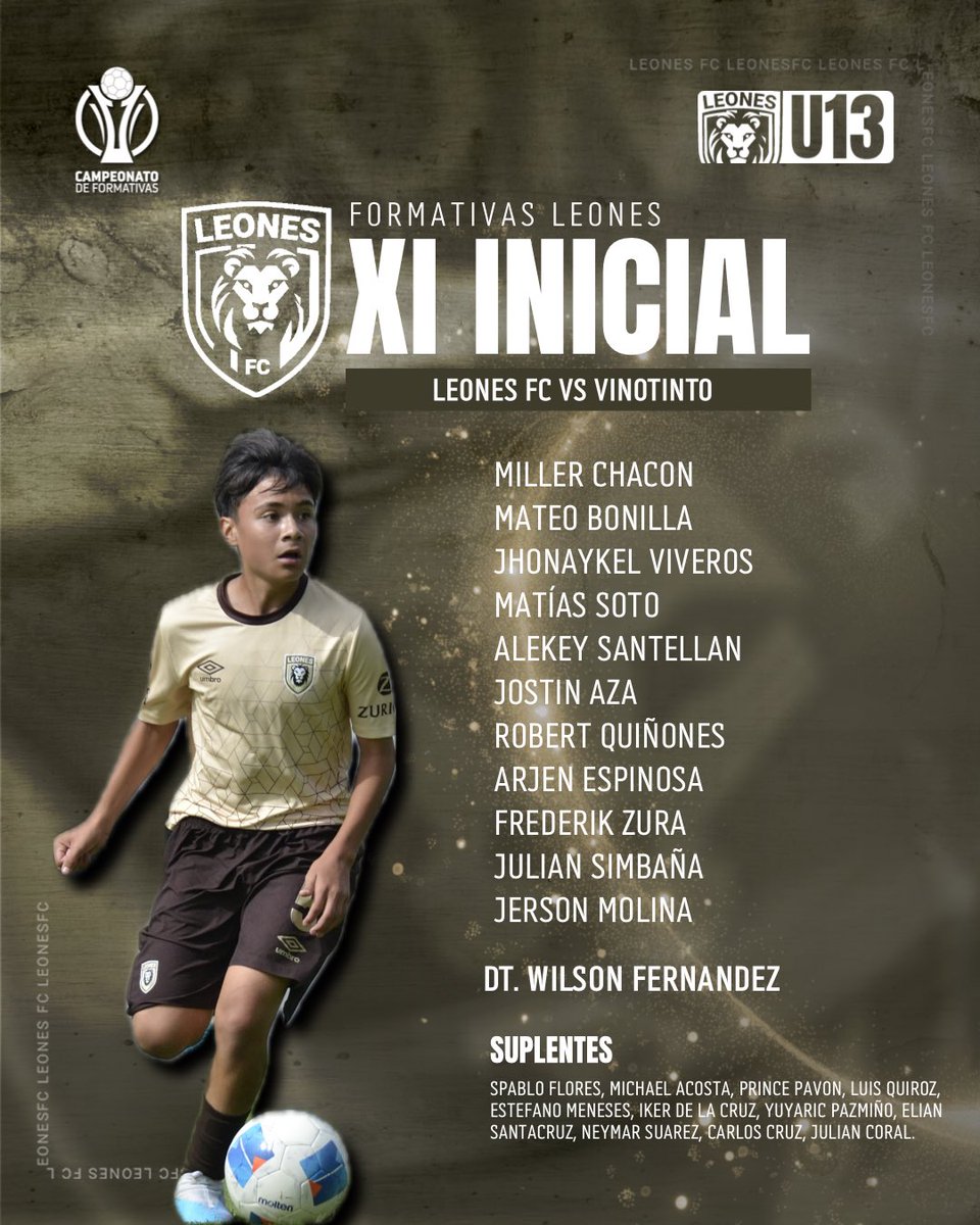 ⚔️⚽️ | Nuestro 1️⃣1️⃣ Inicial

Leones FC 🆚 Vinotinto FC - Fecha 2

#FormativasLFC #LeonesFC #VamosLeones🦁 #U13