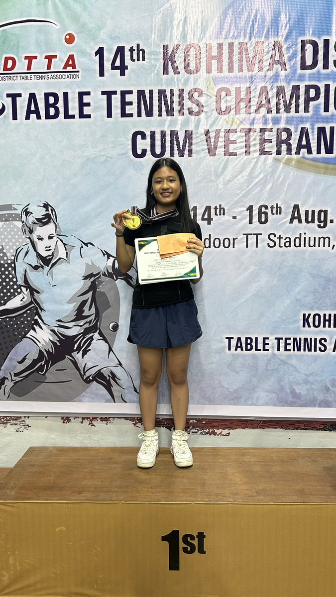 MerentoshiRJ's tweet photo. Praising Gods name! Our daughter Kitipen emerged as the Champion of the Girls U15 &amp; U17 at the 14th Kohima District Table Tennis Championship and Veterans Open, 2025! She now has the opportunity to represent Kohima at the upcoming inter district tournament. https://t.co/jrTCR6Ueqv
