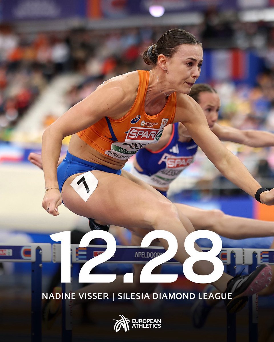 Fourth on the European all-time list! 🔥 

<a href="/NadineVisser_/">Nadine Visser</a> 🇳🇱 drops a 12.28 in the 100m hurdles heats in the Silesia Diamond League!

Fastest time by a European since 1992!

#DiamondLeague