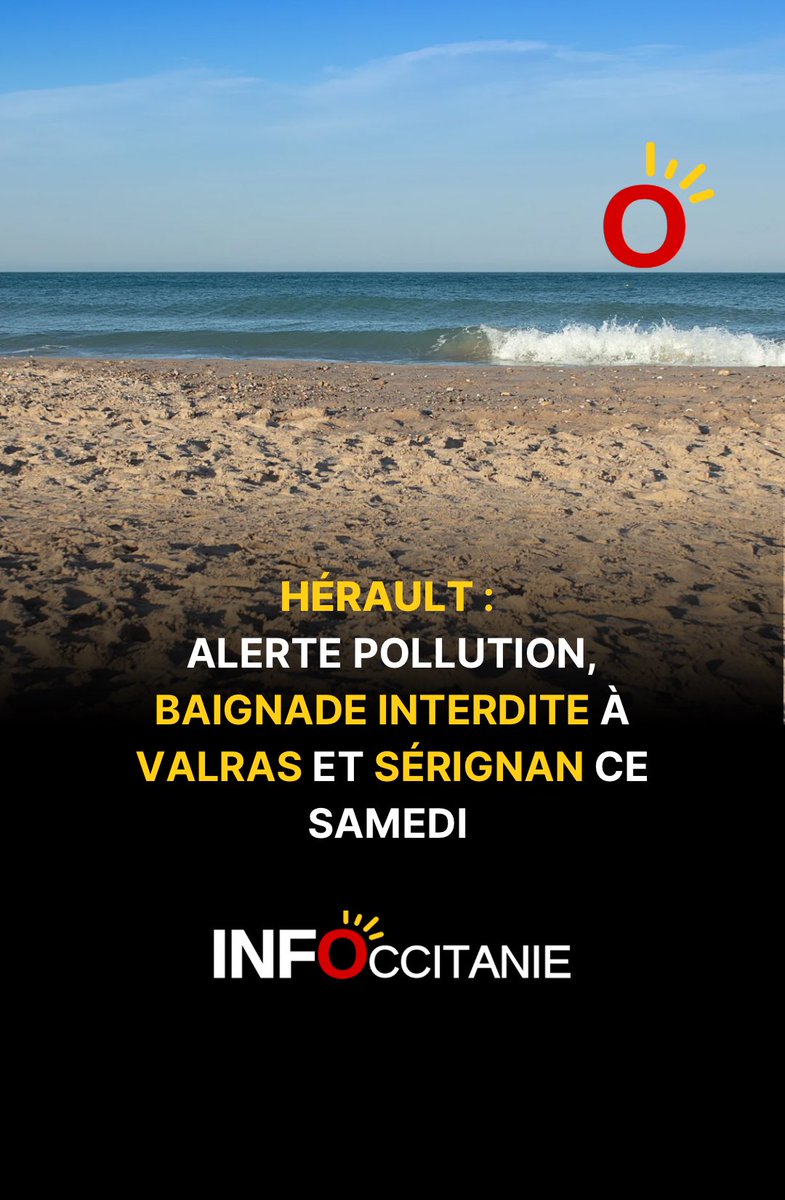 infoccitanie's tweet photo. #Hérault : alerte pollution, la baignade interdite à #Valras et #Sérignan ⤵️ https://t.co/Fg2LBP8o9o https://t.co/xIZ5Rawoge