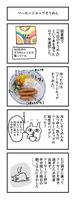 1030日目。 
ソーセージエッグそうめん
 #グレうさぎ日記チャレンジ 