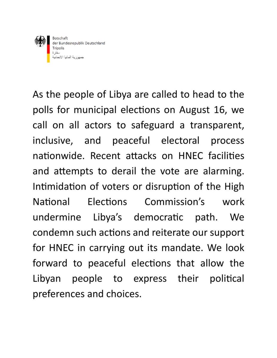 Statement regarding Libya’s municipal elections: