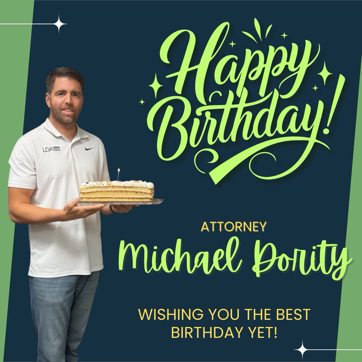 LDALawTX's tweet photo. 🥳🎉 Sending a special birthday shoutout to attorney Michael Dority!! We are so thankful for all you do for this firm. Enjoy your special day! ✨ https://t.co/jKUCxMjY9a