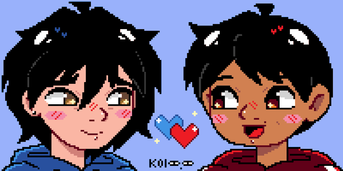 KoiArt_OwO's tweet photo. ¿Alguien pidió unos higuelitos pixel? ¿Nadie? POS AHI TAN! MUJAJAJAJS, la idea es ponerlos en la pagina Wplace, pero si no se logra aquí estarán <3 #higuel #hiroguel #crackship #crossover #bh6 #cocopixar #miguelrivera #hirohamada https://t.co/U9wa3LmQNr