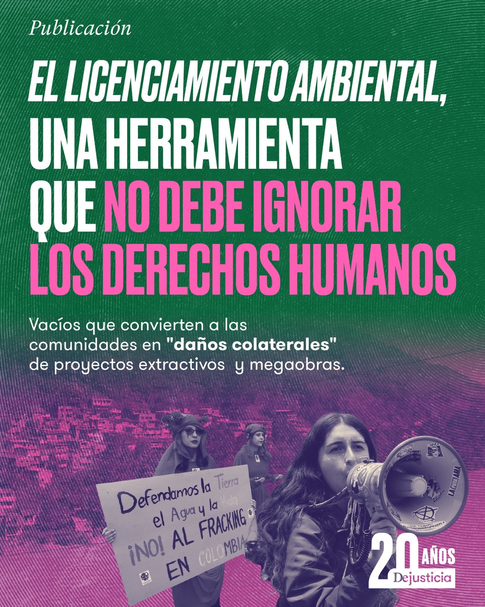 (1/4) En Colombia persiste una paradoja: el licenciamiento ambiental, la herramienta preventiva más poderosa para evitar daños ecológicos, no evalúa de manera sistemática los riesgos que los proyectos implican para los derechos humanos de las personas y comunidades afectadas. 🧵