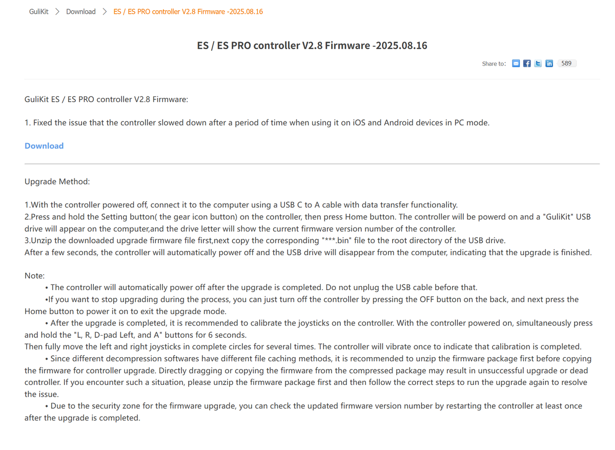 GuliKitJP's tweet image. 本日、iOSおよびAndroidデバイスで使用していると発生するバグを修正するために、ES/ES PROコントローラー向けの新しいファームウェアV2.8を出荷しました。最近ES/ES PROをお持ちの場合は、更新をお願いいたします。

gulikit.com/newsinfo/10762…

#ES #ESPRO #PC #Switch2 #GuliKit