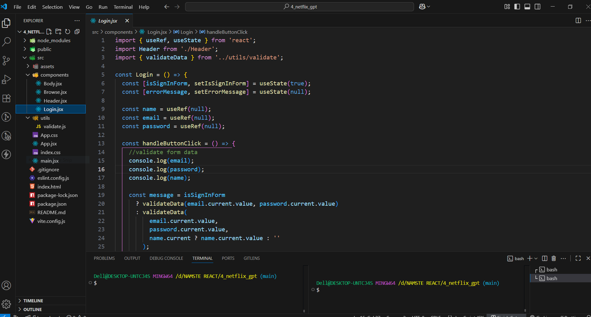 priya_ss1's tweet image. Day 1 of #100DaysOfCode 
- Created login page design of netflix clone
- Learned about useRef hook in form handling
#namastereact