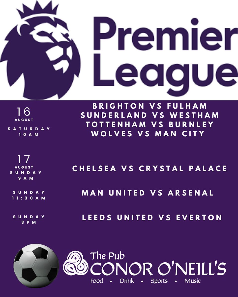 Join us for some soccer <a href="/ConorsAnnArbor/">Conor O'Neill's</a> #premierleague -#annarbor