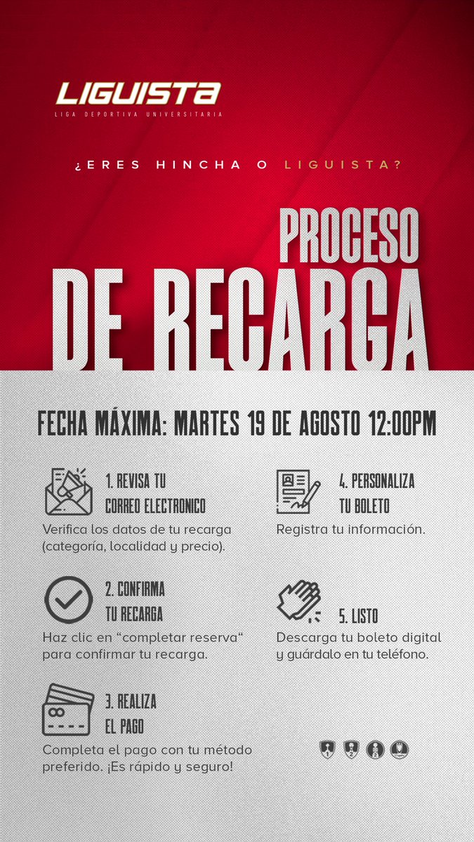 Atención‼️‼️‼️ la fecha de recarga para LIGA vs Botafogo se actualizó tendrás hasta el 19 de agosto al las 12:00 P.M.