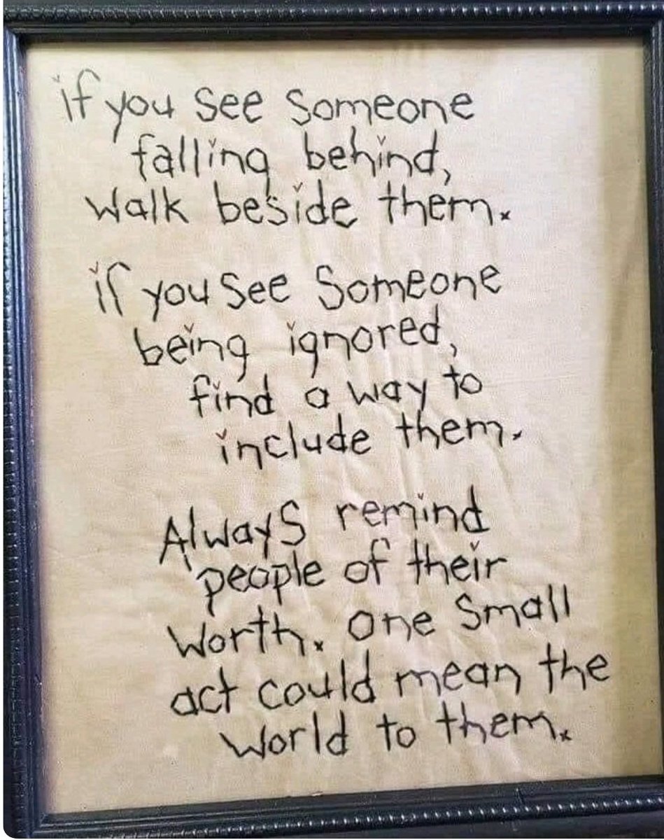 This is caregiving: "If you see someone falling behind, walk beside them. If you see someone being ignored, find a way to include them. Always remind people of their worth. One small act could mean the world to them."

#Alzheimers #dementia #caregiving #mentalhealth #quote
