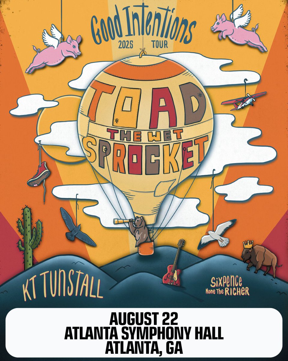 Listen to 99X all weekend for your chance to win a pair of tickets to see Toad the Wet Sprocket on their Good Intentions Tour with special guests KT Tunstall and Sixpence None The Richer to Atlanta Symphony Hall on August 22nd! Tickets on sale now at ASO.org
