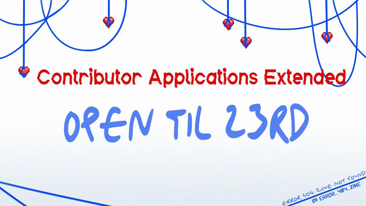 ⚠️ ❕ EXTENSION!❕ ⚠️ 

We're still looking for contributors. Do you know an artist or writer? Send them this post! 
Applications are open now until Aug 23rd! 

Writer: forms.gle/62HqkvMoB6M9W2…  
Artist: forms.gle/kEScc99Gmdt8X7…  
Merch Artist: forms.gle/FTFCSmTr6A4kP1…