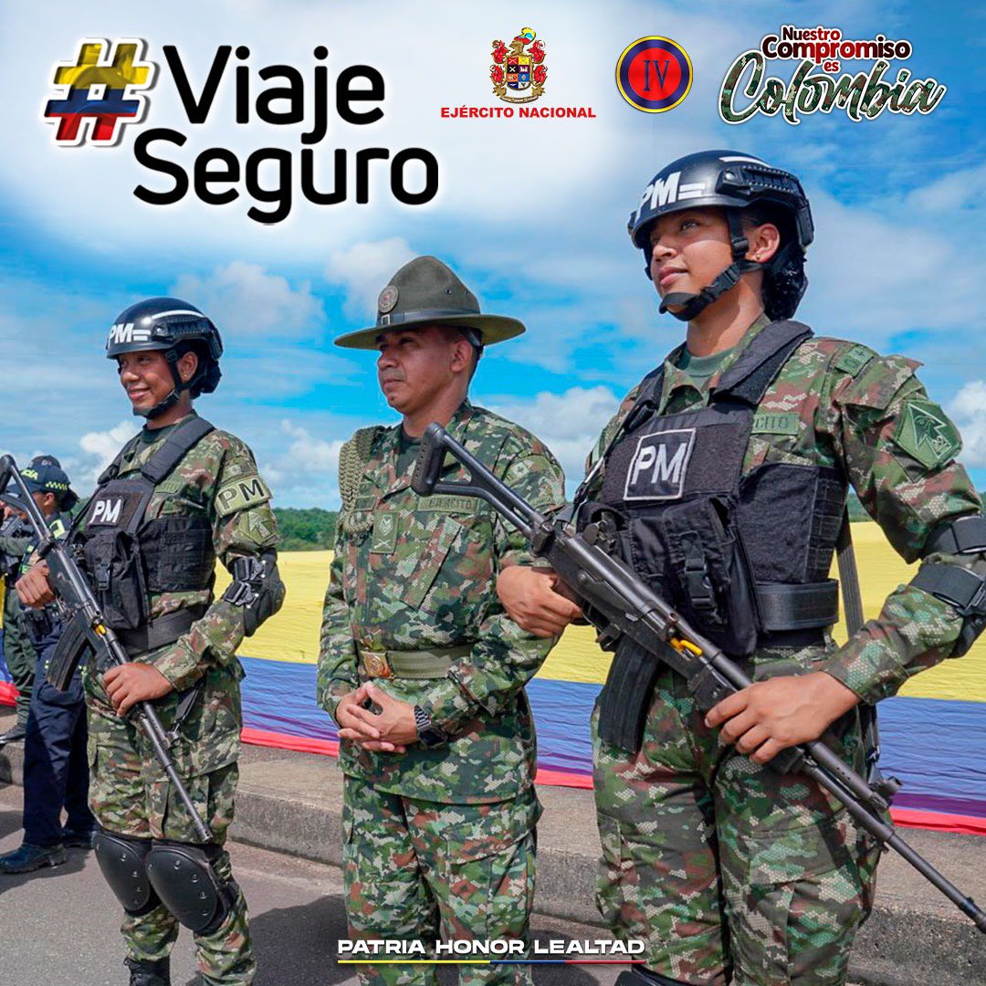 Cuarta División del Ejército Nacional (@ejercito_div4) on Twitter photo Este fin de semana, en el #Meta, #Guaviare y #Vaupés, los hombres y mujeres de la <a href="/COL_EJERCITO/">Ejército Nacional de Colombia</a> permanecen en las vías, firmes en su misión de proteger la vida.
Viaje con confianza, su seguridad es nuestro compromiso.
#ViajeSeguro
#PatriaHonorLealtad Este fin de semana, en el #Meta, #Guaviare y #Vaupés, los hombres y mujeres de la <a href="/COL_EJERCITO/">Ejército Nacional de Colombia</a> permanecen en las vías, firmes en su misión de proteger la vida.
Viaje con confianza, su seguridad es nuestro compromiso.
#ViajeSeguro
#PatriaHonorLealtad