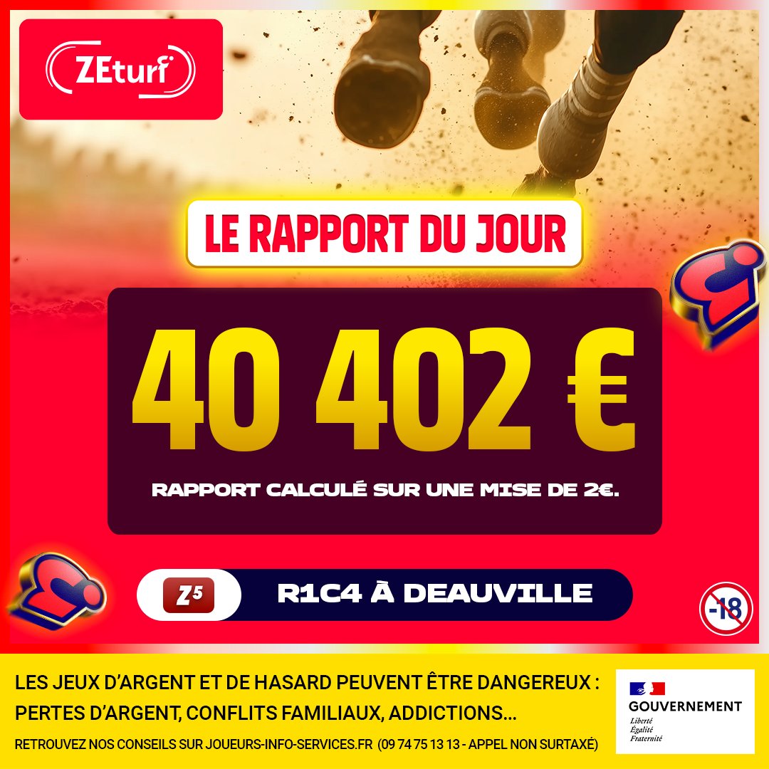 👉 𝗭𝗘𝘁𝘂𝗿𝗳 𝗻𝘂𝗺𝗲́𝗿𝗼 1⃣ 𝘀𝘂𝗿 𝗹𝗲𝘀 𝗿𝗮𝗽𝗽𝗼𝗿𝘁𝘀 ! 👈

Le désordre du Grand Handicap des Sprinteurs de ce samedi est payé 𝟰𝟬 𝟰𝟬𝟮€ sur ZEturf.fr.

Vous êtes vraiment au bon endroit.