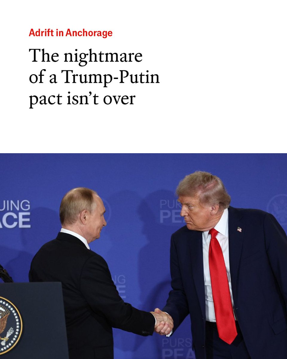 The summit between the two men has handed Vladimir Putin what he wanted. In return, Russia’s leader provided nothing. For Donald Trump, the optics are an embarrassment. For Ukraine and Europe the moment of maximum danger is still to come econ.st/4fFkAB5

Photo: Anadolu