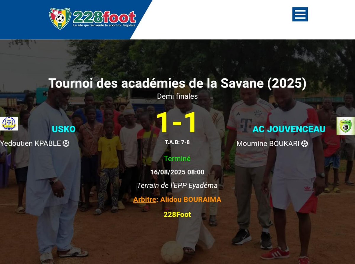 228Foot's tweet photo. 🌐 Tournoi des académies de la Savane 2025 🇹🇬⭕ Demi finales

🟩 ️RÉSULTATS, BUTEURS ET STATISTIQUES

Résultats à l'issue de ce tour ➽ https://t.co/zXXrO2WsQn

Pour chaque match, cliquez sur DÉTAILS pour voir les buteurs de la rencontre ! https://t.co/sEX8hcoscO