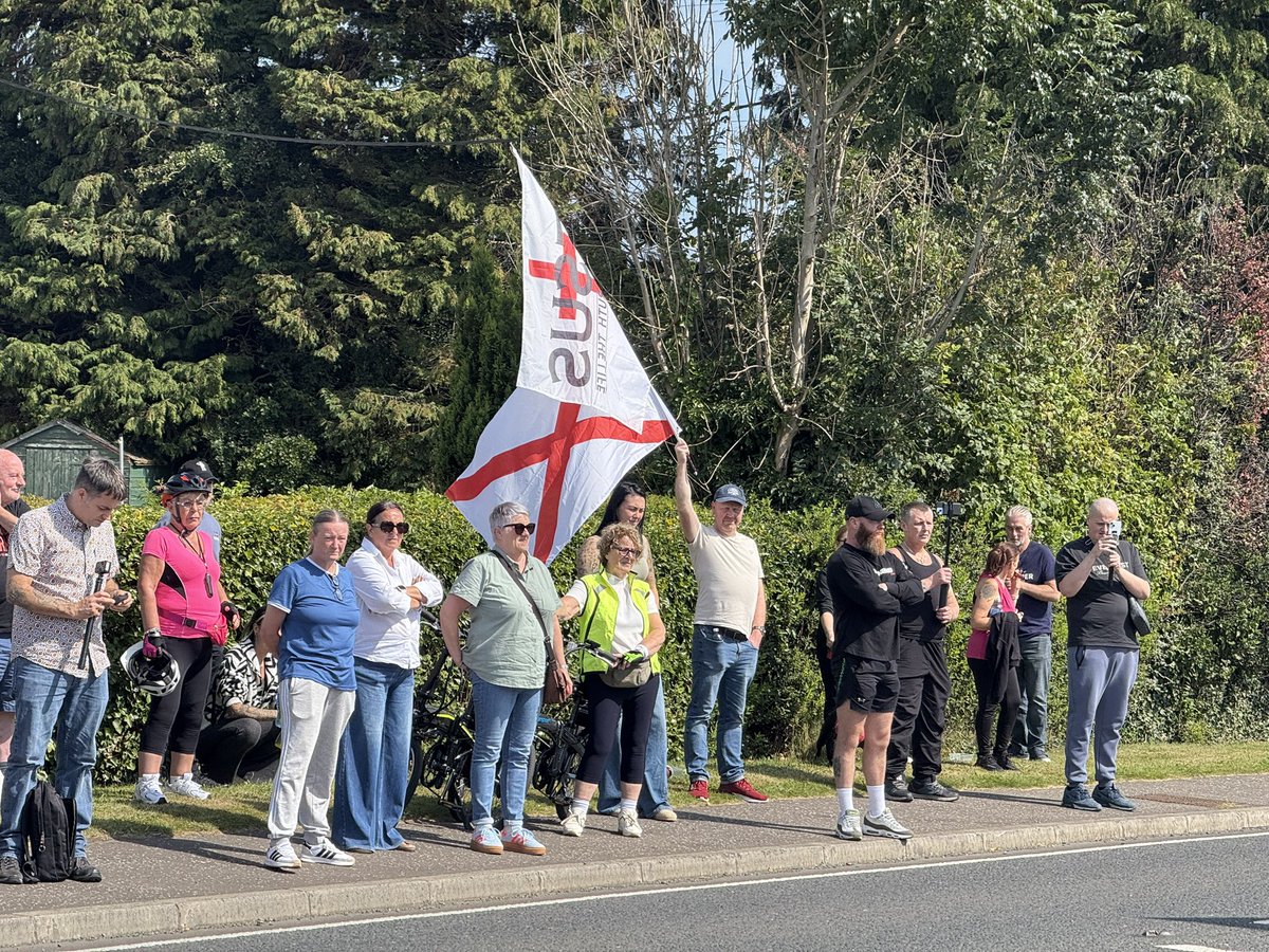 TrisBurnedLands's tweet image. At an anti Illegal immigrant protest with Callum