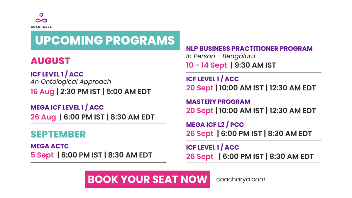 Here's an invitation to transform." 🌱

At Coacharya, our programs are designed to expand how you lead, learn, and live. 

Which path will you choose next?
🔗 coacharya.com/contact/

#Coacharya #Coaching #ICFTraining #LeadershipDevelopment #CoachTraining #PersonalGrowth