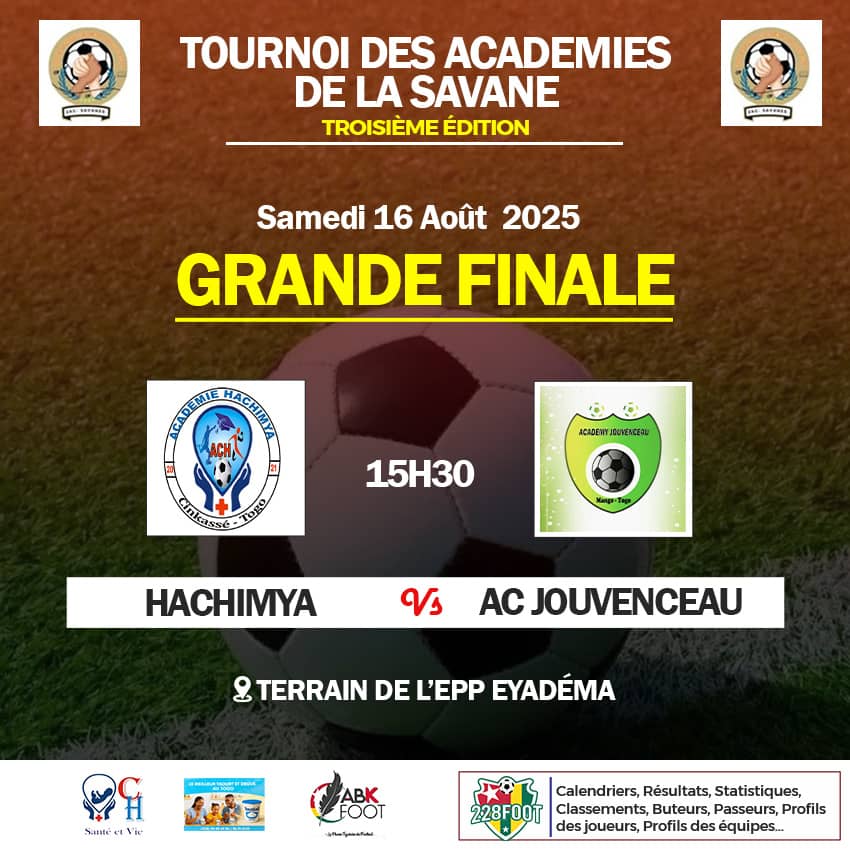 228Foot's tweet photo. 🌐 Tournoi des académies de la Savane 2025 🇹🇬⭕ Finale

🟩 ️CALENDRIER ET STATISTIQUES D'AVANT-MATCH

🔵 Match de classement ➠️ https://t.co/KgkWmmYj9A

🟣 Finale ➠️ https://t.co/cPm2nWtujC https://t.co/mBRu8dPUbj