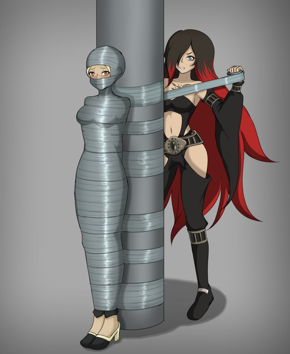 Here's an excellent commission from <a href="/Leila20158/">Leila2015(Com open August )</a> involving Kat and Raven from Gravity Rush!

Raven is tired of Kat getting in her way and has decided to keep her grounded for good by way of a large amount of duct tape. It doesn't look like she'll be struggling free any time soon!