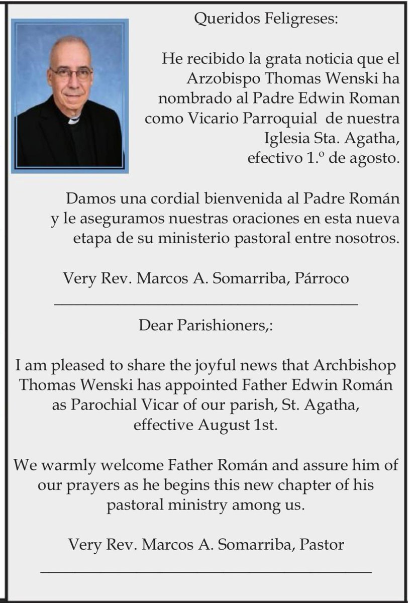 Café con Voz (@cafeconvozni) on Twitter photo Con mucha alegría y gozo informamos que el padre <a href="/EdwingRoman14/">Edwing Román</a> fue nombrado por el arzobispo <a href="/ThomasWenski/">Thomas Wenski</a>, como vicario de la iglesia Santa Ágatha en Miami, donde ha sido acogido por el padre <a href="/MarcosSomarriba/">Marcos A Somarriba</a>. Felicitamos al padre y le deseamos que Dios le siga bendiciendo. Con mucha alegría y gozo informamos que el padre <a href="/EdwingRoman14/">Edwing Román</a> fue nombrado por el arzobispo <a href="/ThomasWenski/">Thomas Wenski</a>, como vicario de la iglesia Santa Ágatha en Miami, donde ha sido acogido por el padre <a href="/MarcosSomarriba/">Marcos A Somarriba</a>. Felicitamos al padre y le deseamos que Dios le siga bendiciendo.